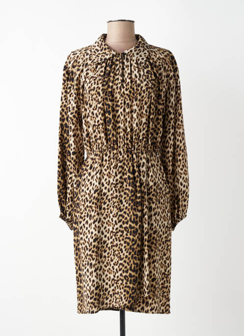 Robe mi-longue imprimé fantaisie manches longues beige GERARD DAREL femme