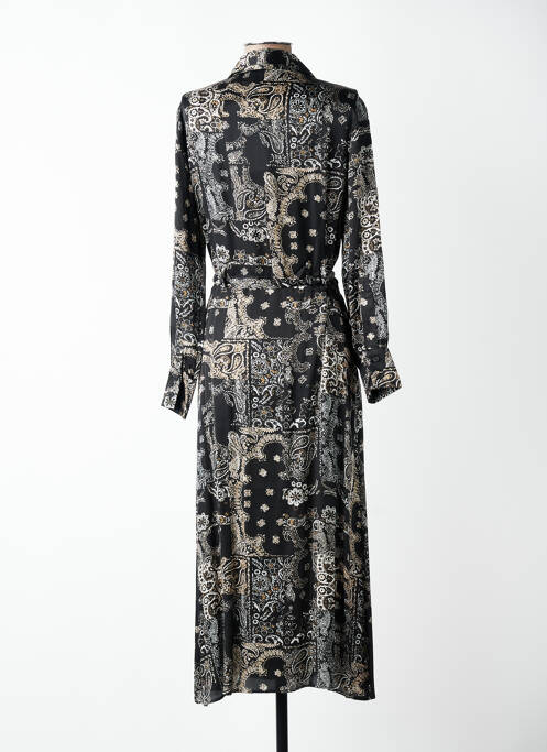 Robe mi-longue imprimé fantaisie manches longues noir LE TEMPS DES CERISES femme