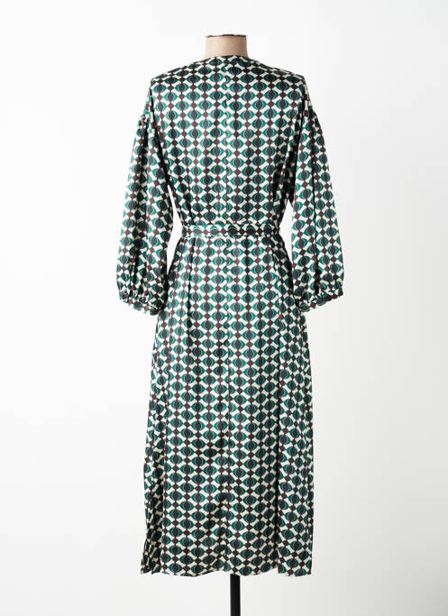 Robe mi-longue imprimé fantaisie manches longues vert GERARD DAREL femme