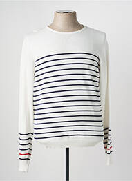 Pull stretch manches longues blanc LE TEMPS DES CERISES homme
