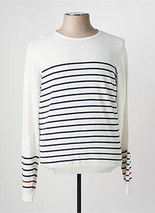 Pull stretch manches longues blanc LE TEMPS DES CERISES homme