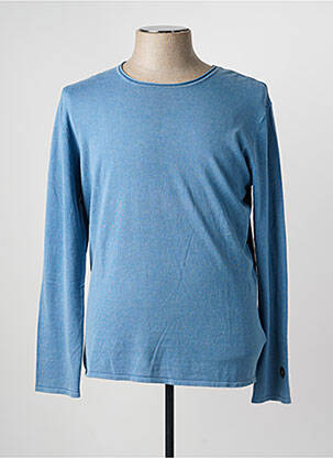 T-shirt tissage chiné manches longues bleu LE TEMPS DES CERISES homme