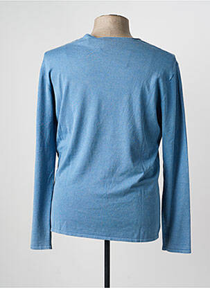 T-shirt tissage chiné manches longues bleu LE TEMPS DES CERISES homme