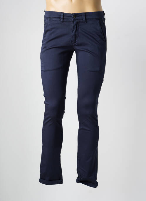 Pantalon chino tissage popeline taille normale bleu LE TEMPS DES CERISES homme