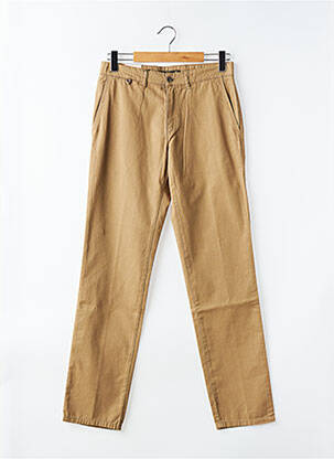 Pantalon chino tissage popeline taille normale marron LCDN homme