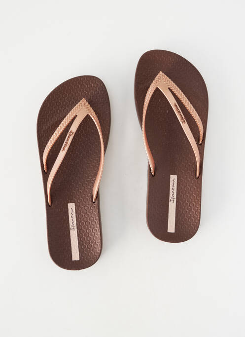 Tongs tissage satiné talon plat jusqu'à 3cm marron IPANEMA femme