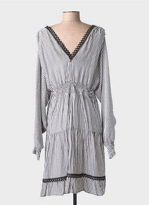 Robe mi-longue coupe fluide manches longues gris KOCCA femme