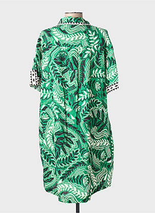 Robe mi-longue imprimé fantaisie manches courtes vert SUNCOO femme