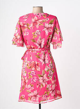 Robe mi-longue imprimé fleurs manches courtes rose LIU JO femme
