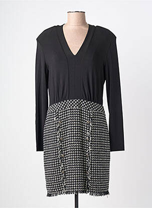 Robe mi-longue tissage crêpe manches longues noir KOCCA femme