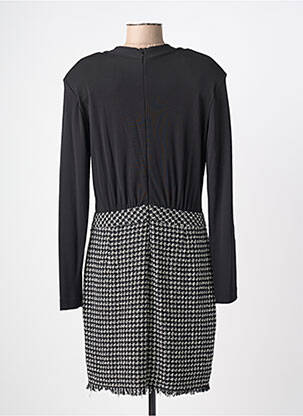 Robe mi-longue tissage crêpe manches longues noir KOCCA femme