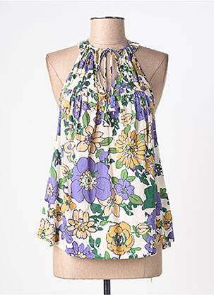 Top col v sans manche violet STELLA FOREST femme