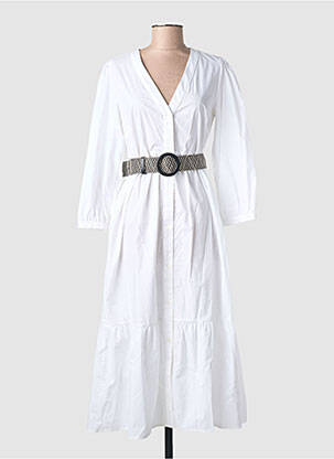Robe mi-longue coupe fluide manches longues blanc LIU JO femme