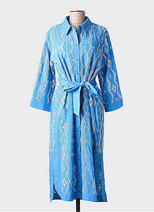 Robe mi-longue manches longues manches longues bleu SUNCOO femme