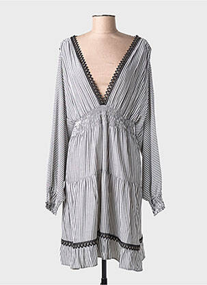 Robe mi-longue coupe fluide manches longues gris KOCCA femme