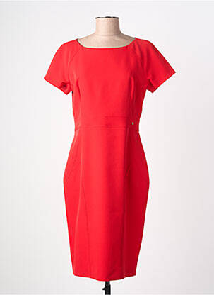 Robe mi-longue fermeture zippée au dos manches courtes rouge KOCCA femme