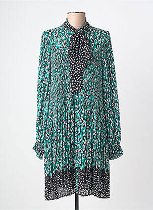 Robe mi-longue coupe fluide manches longues vert SUNCOO femme