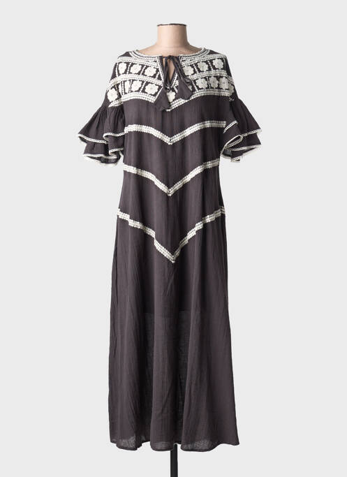 Robe longue manches courtes manches courtes marron STELLA FOREST femme