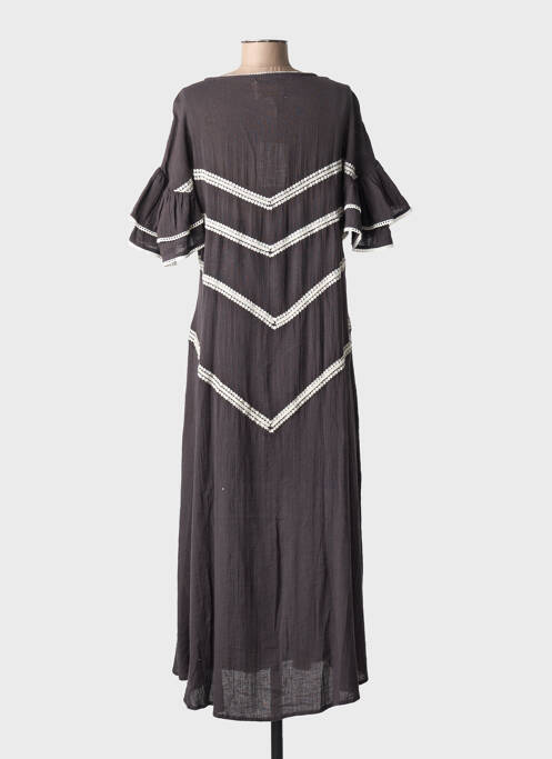 Robe longue manches courtes manches courtes marron STELLA FOREST femme