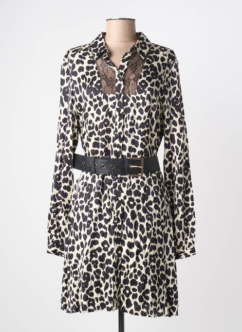 Robe mi-longue coupe fluide manches longues beige KOCCA femme