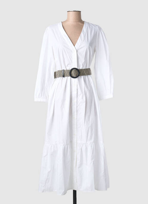 Robe mi-longue coupe fluide manches longues blanc LIU JO femme