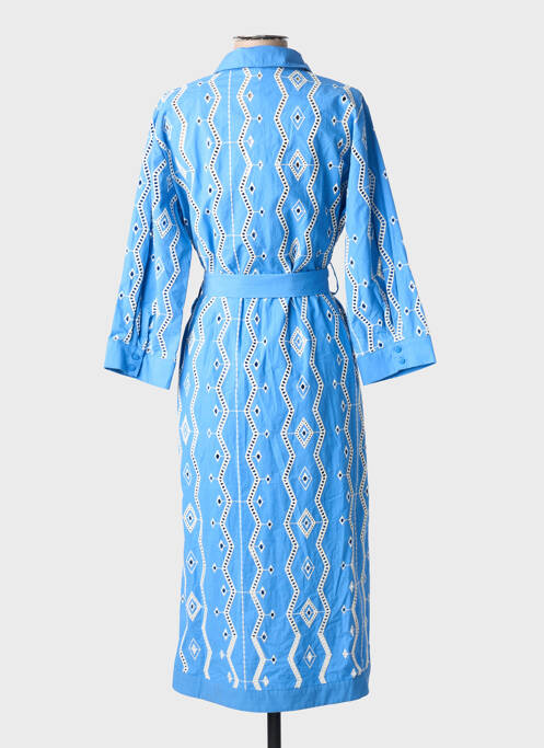 Robe mi-longue manches longues manches longues bleu SUNCOO femme