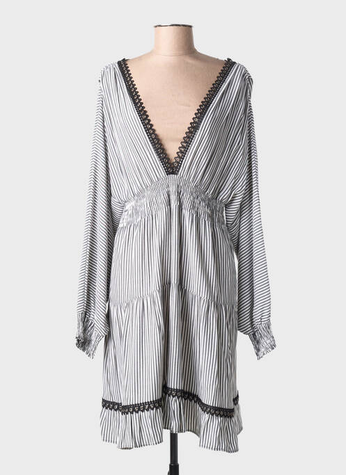 Robe mi-longue coupe fluide manches longues gris KOCCA femme