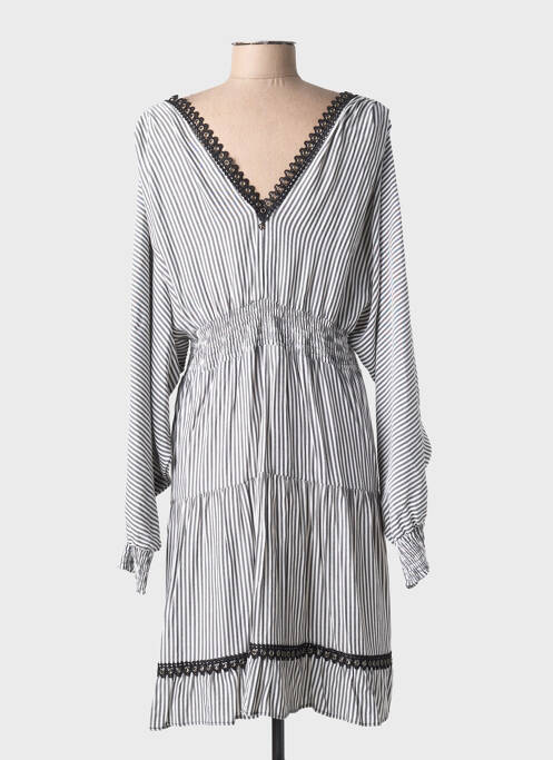 Robe mi-longue coupe fluide manches longues gris KOCCA femme