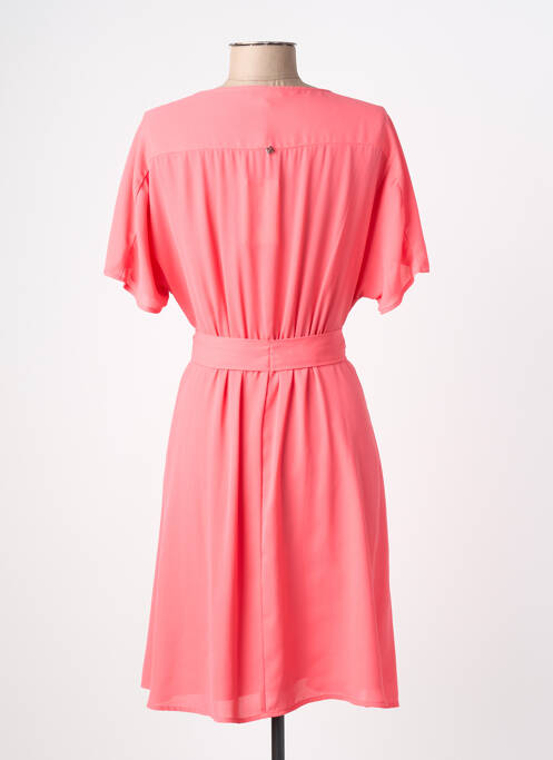 Robe mi-longue coupe fluide manches courtes rose KOCCA femme