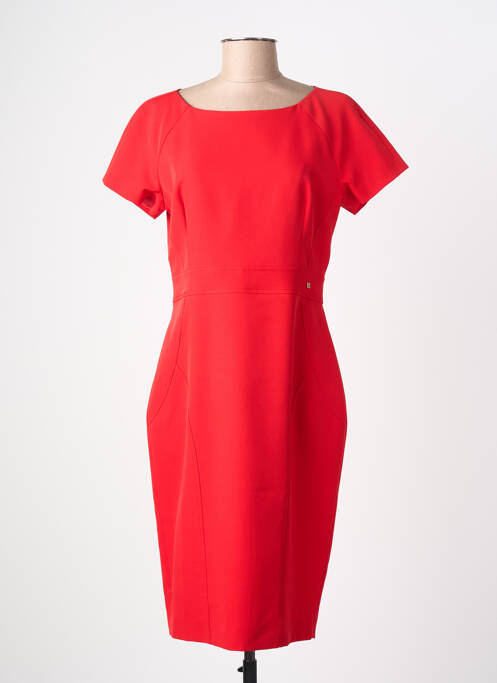 Robe mi-longue fermeture zippée au dos manches courtes rouge KOCCA femme