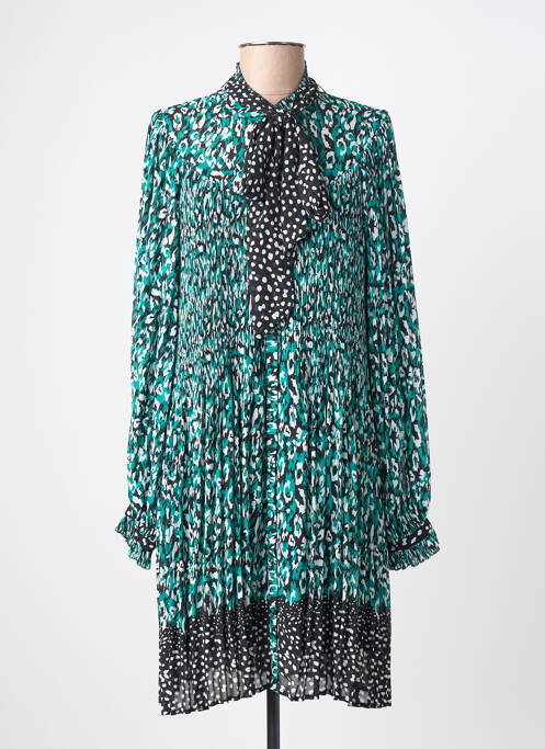 Robe mi-longue coupe fluide manches longues vert SUNCOO femme