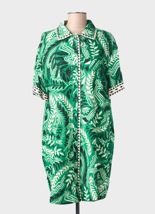 Robe mi-longue imprimé fantaisie manches courtes vert SUNCOO femme