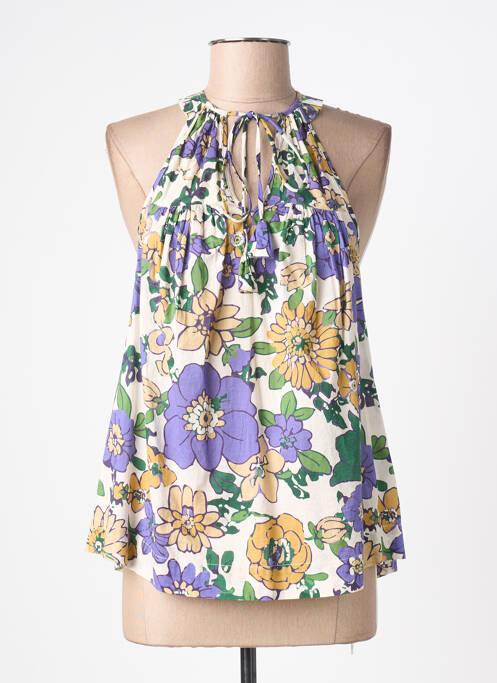 Top col v sans manche violet STELLA FOREST femme