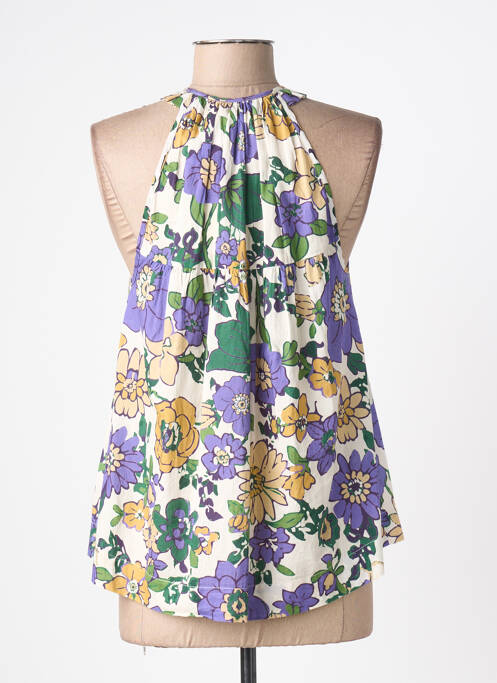 Top col v sans manche violet STELLA FOREST femme