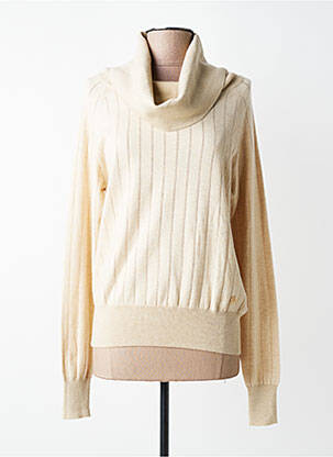 Pull col roulé stretch manches longues beige YES.ZEE femme