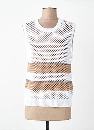 Pull coupe cintrée sans manche blanc LIU JO femme