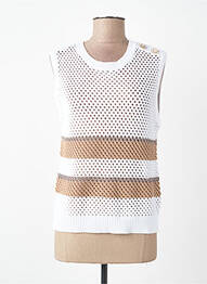 Pull coupe cintrée sans manche blanc LIU JO femme