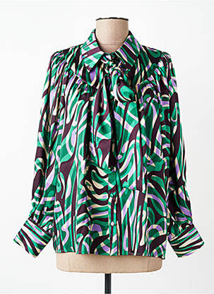 Chemisier imprimé fantaisie manches longues vert SUNCOO femme
