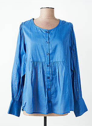 Chemisier tissage popeline manches longues bleu STELLA FOREST femme