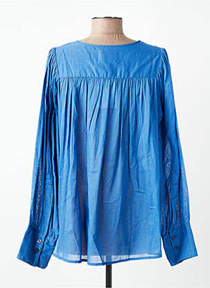 Chemisier tissage popeline manches longues bleu STELLA FOREST femme