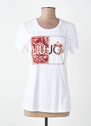 T-shirt sérigraphie avec strass manches courtes blanc LIU JO femme