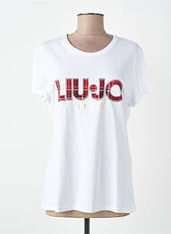 T-shirt sérigraphie avec strass manches courtes blanc LIU JO femme