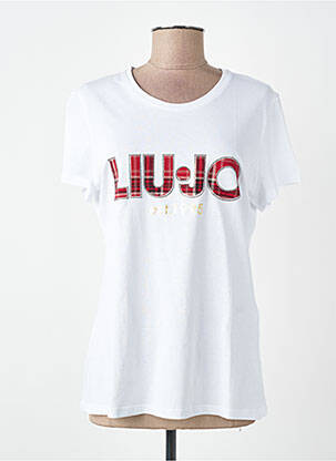 T-shirt sérigraphie avec strass manches courtes blanc LIU JO femme