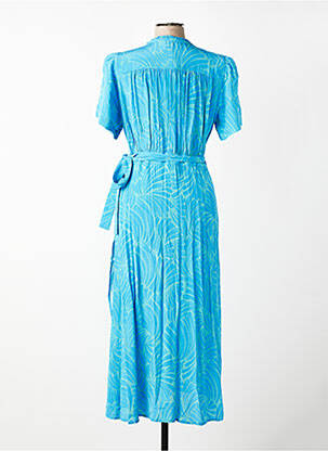 Robe longue imprimé fantaisie manches courtes bleu SUNCOO femme