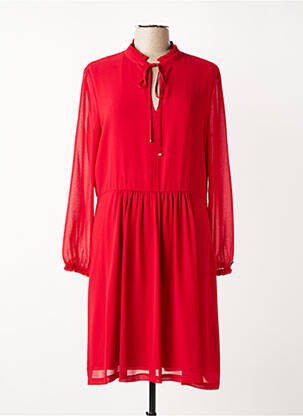Robe mi-longue coupe fluide manches longues rouge CALVIN KLEIN femme