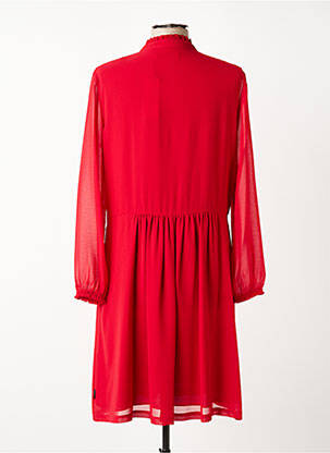 Robe mi-longue coupe fluide manches longues rouge CALVIN KLEIN femme