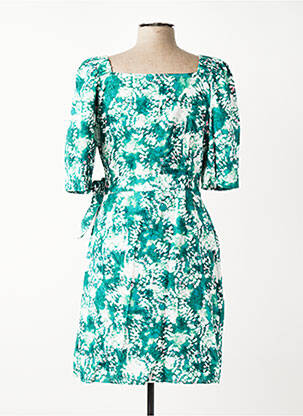 Robe mi-longue imprimé fantaisie manches courtes vert SUNCOO femme