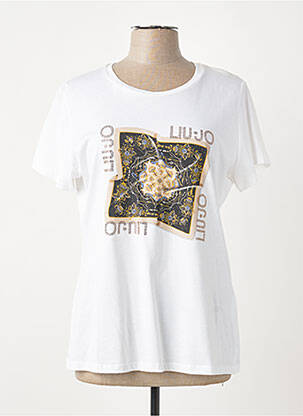 T-shirt sérigraphie avec strass manches courtes blanc LIU JO femme