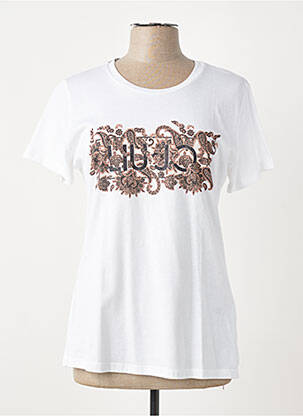 T-shirt sérigraphie avec strass manches courtes blanc LIU JO femme