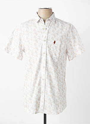 Chemise manches courtes imprimé fantaisie beige MCS homme